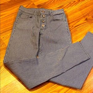 H&M striped high waisted ankle jeans